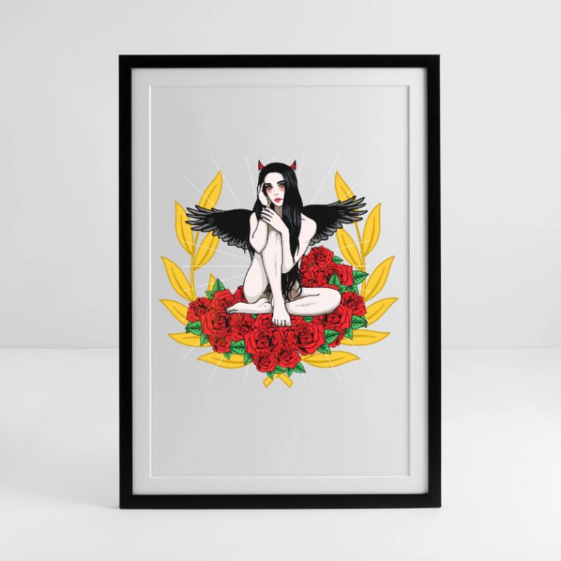 Devilish Devil Woman Satan's Roast Devil Framed poster (49 × 69 cm)