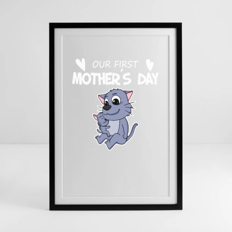 Muttertag - erster Muttertag Geschenk Gerahmtes Poster (49 × 69 cm)