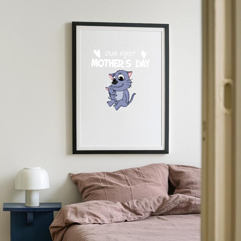 Muttertag - erster Muttertag Geschenk Gerahmtes Poster (49 × 69 cm)