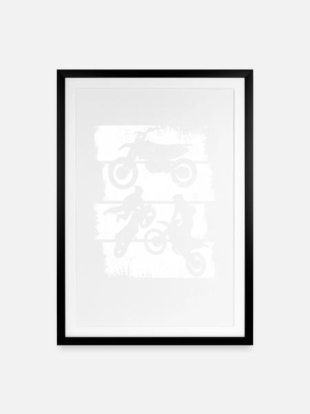 Motocross Skizze - Gerahmtes Poster (49 × 69 cm) - Schwarz