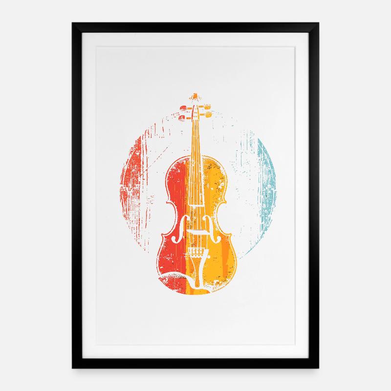 Violin Comic Style - Framed poster (49 × 69 cm) - black