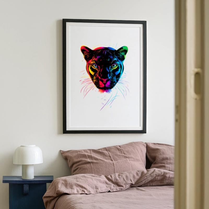 Panther Leopard Big Cat Cute Big Cat Panter Framed poster (49 × 69 cm)