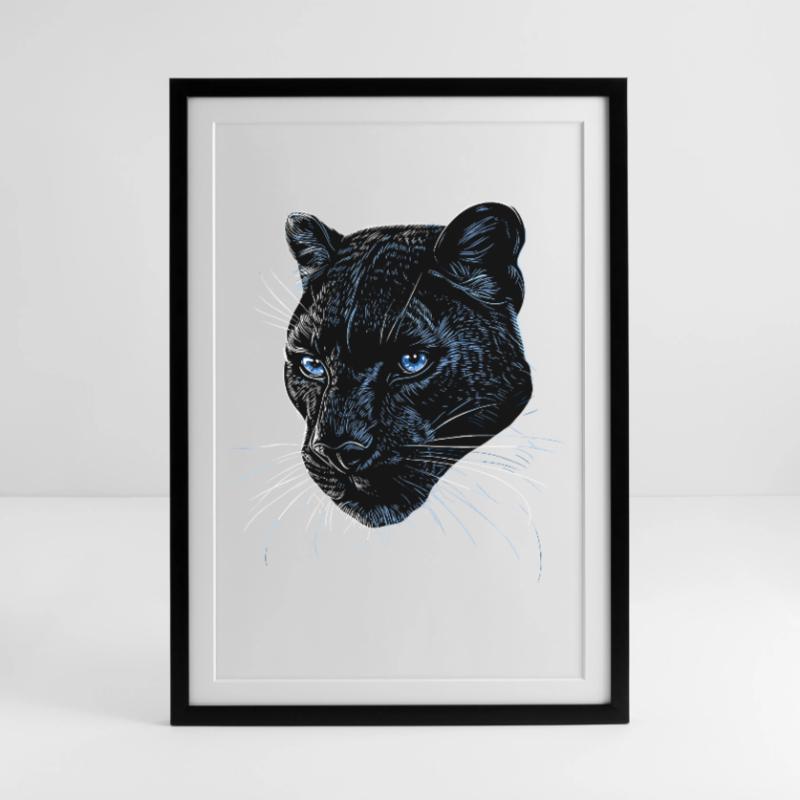 Panther Leopard Big Cat Cute Big Cat Panter Framed poster (49 × 69 cm)