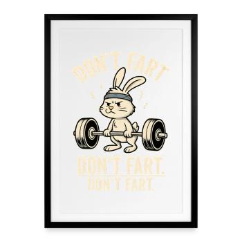  Funny Gym Bunny – Don’t Fart - Framed poster (49 × 69 cm) - black - Front