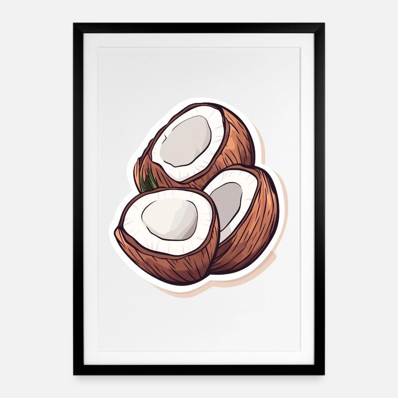 Kokos - Gerahmtes Poster (49 × 69 cm) - Schwarz