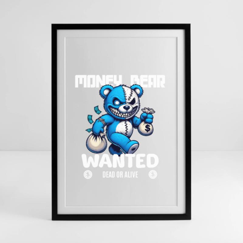 Gesucht wird böser Bär tot oder lebendig Gerahmtes Poster (49 × 69 cm)