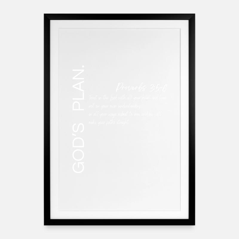 God’s Plan - Proverbs 3:5-6 Christian Design - Framed poster (49 × 69 cm) - black