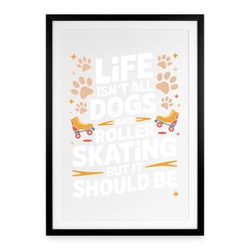 Patinage à roulettes disant chats blague patinage cadeau - Affiche encadrée (49 × 69 cm) - noir - Devant