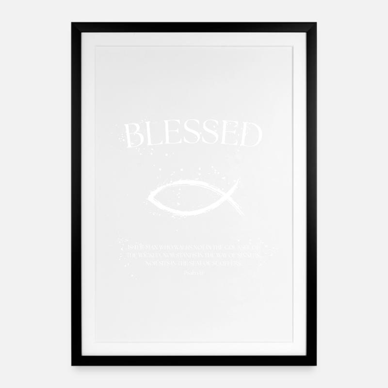 Psalm 1:1 - Walk in God’s Way - Framed poster (49 × 69 cm) - black