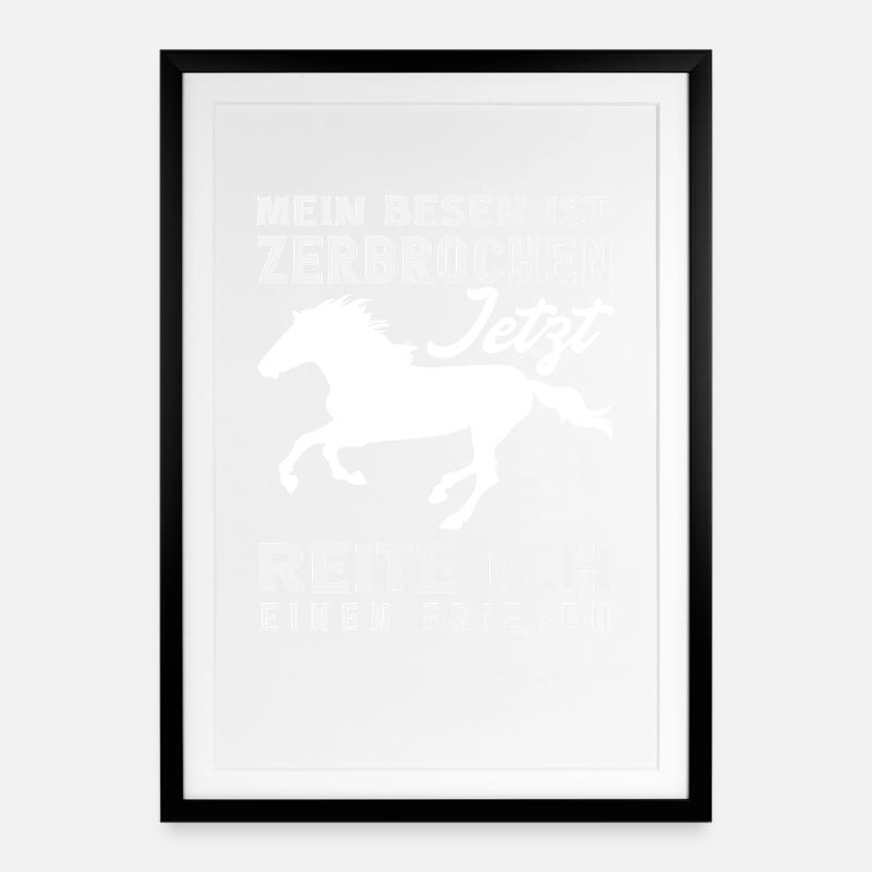Cavalière Équitation Cavalier Frison - Affiche encadrée (49 × 69 cm) - noir