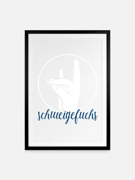 Schweigefuchs Lehrer Grundschule Kindergarten - Gerahmtes Poster (49 × 69 cm) - Schwarz