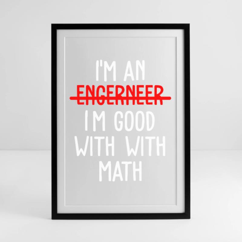 Math Math Math Professeur de mathématiques Mathématicien Affiche encadrée (49 × 69 cm)