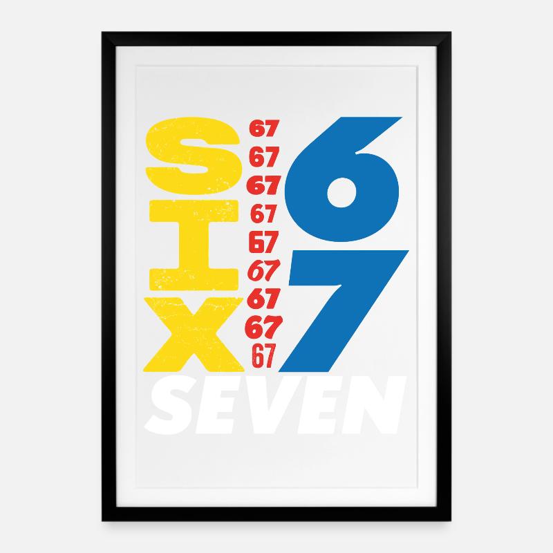 Sechs Sieben, 67 - Gerahmtes Poster (49 × 69 cm) - Schwarz