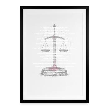Philosophische Reflexion über Gerechtigkeit und Macht - Gerahmtes Poster (49 × 69 cm) - Schwarz - Vorne
