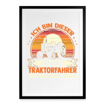Landwirt Bauernhof Farmer Bauer Traktor - Gerahmtes Poster (49 × 69 cm) - Schwarz - Vorne