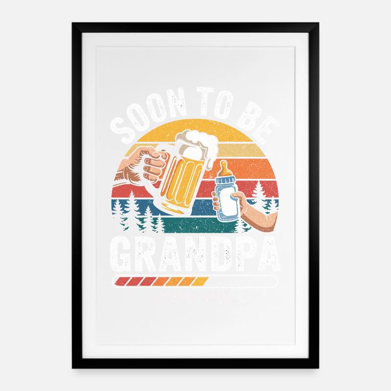 Werdender Opa loading zukünftiger Großvater - Gerahmtes Poster (49 × 69 cm) - Schwarz