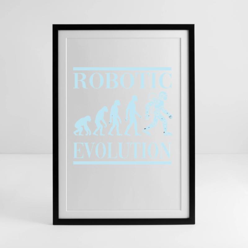 Robot Évolution Progrès Avenir Humain Affiche encadrée (49 × 69 cm)