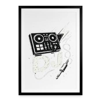 Musik DJ Controller Blitz Kabel Club Beat - Gerahmtes Poster (49 × 69 cm) - Schwarz - Vorne