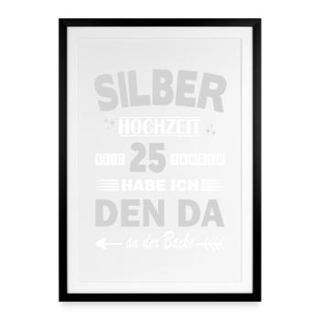 Silberhochzeit 25 Hochzeitstag Jahrestag Ehemann - Gerahmtes Poster (49 × 69 cm) - Schwarz - Vorne