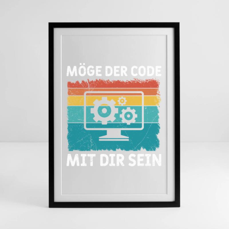 Nerd Computer MÖGE DER CODE MIT DIR SEIN LUSTIG Gerahmtes Poster (49 × 69 cm)