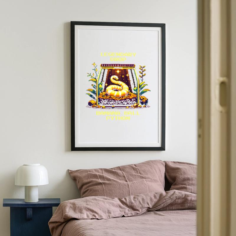 Legendärer Fund: Banana Königspython | Python Gerahmtes Poster (49 × 69 cm)