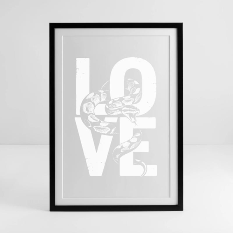 Königspython Schlangen LOVE Terrarium Python Gerahmtes Poster (49 × 69 cm)