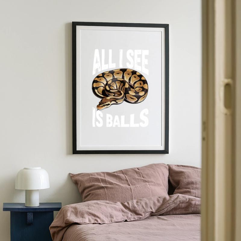 Königspython Schlangen Liebhaber Terrarium Python Gerahmtes Poster (49 × 69 cm)