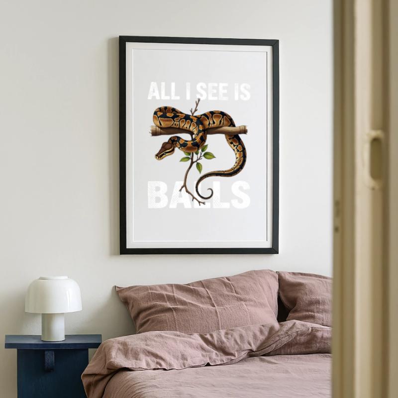 Königspython Schlangen Liebhaber Terrarium Python Gerahmtes Poster (49 × 69 cm)