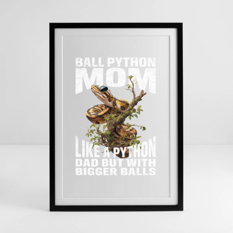 Königspython Mom Mama Schlangen Terrarium Python Gerahmtes Poster (49 × 69 cm)