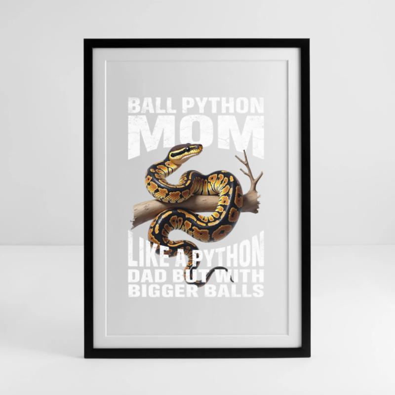 Königspython Mom Mama Schlangen Terrarium Python Gerahmtes Poster (49 × 69 cm)