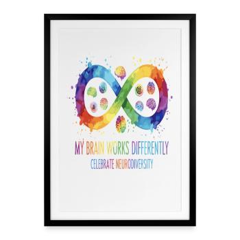 My Brain Works Differently Neurodiversity - Framed poster (49 × 69 cm) - black - Front