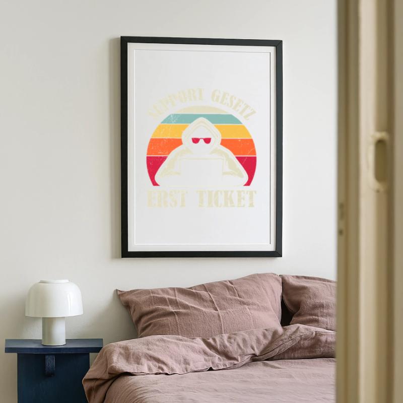 Computer Science Coder SUPPORT GESETZ ERST TICKET Gerahmtes Poster (49 × 69 cm)