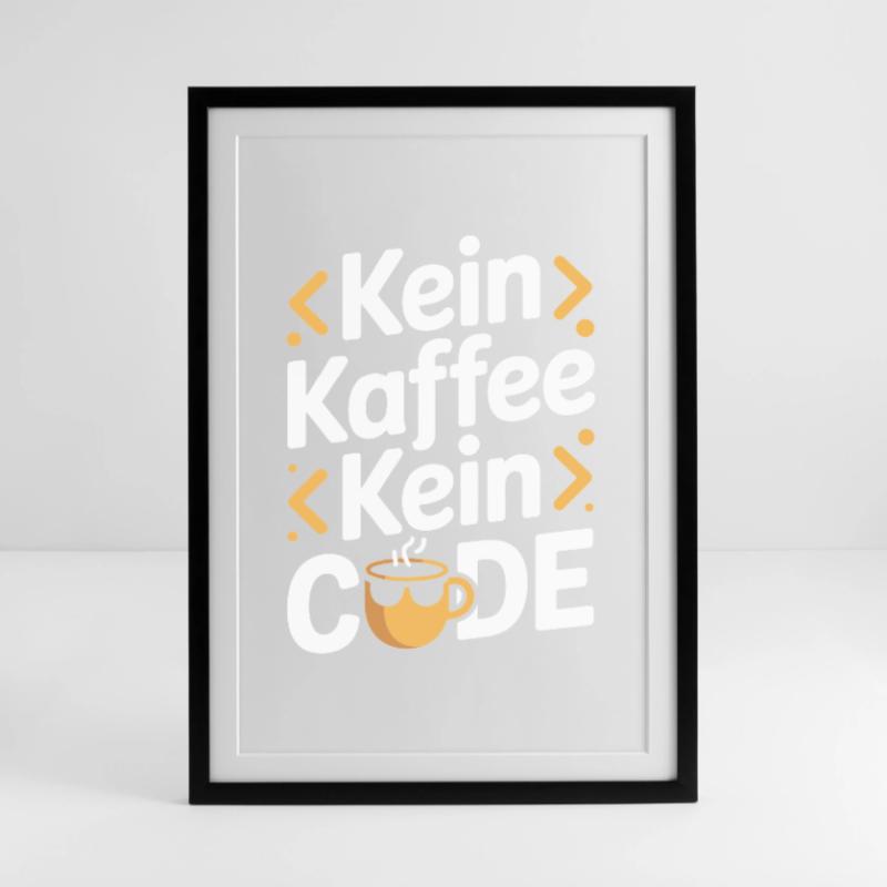 Kein Kaffee Kein Code Programmierer Informatiker Gerahmtes Poster (49 × 69 cm)