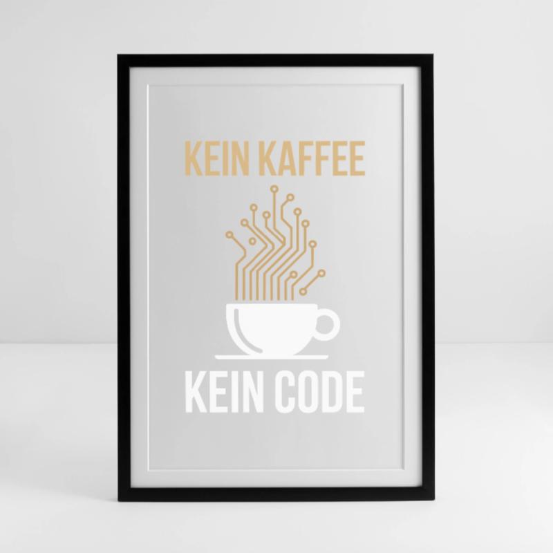 No Coffee No Code Programmeur Informaticien Affiche encadrée (49 × 69 cm)