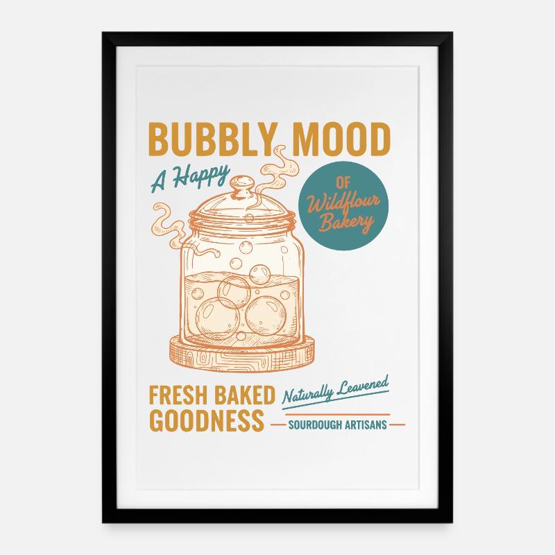 Sauerteigbrot Backbäcker Sauerteigstarter - Gerahmtes Poster (49 × 69 cm) - Schwarz