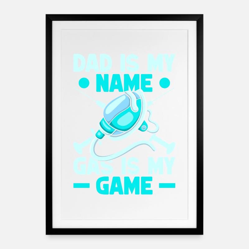 Anesthésiste Papa Mon nom est Anesthésie - Affiche encadrée (49 × 69 cm) - noir