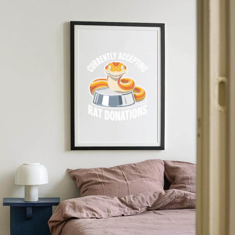 Rat donations wanted | King Python Humor Framed poster (49 × 69 cm)
