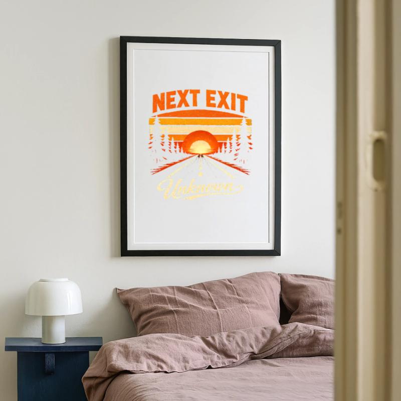 Next exit Unknown | Road trip Framed poster (49 × 69 cm)