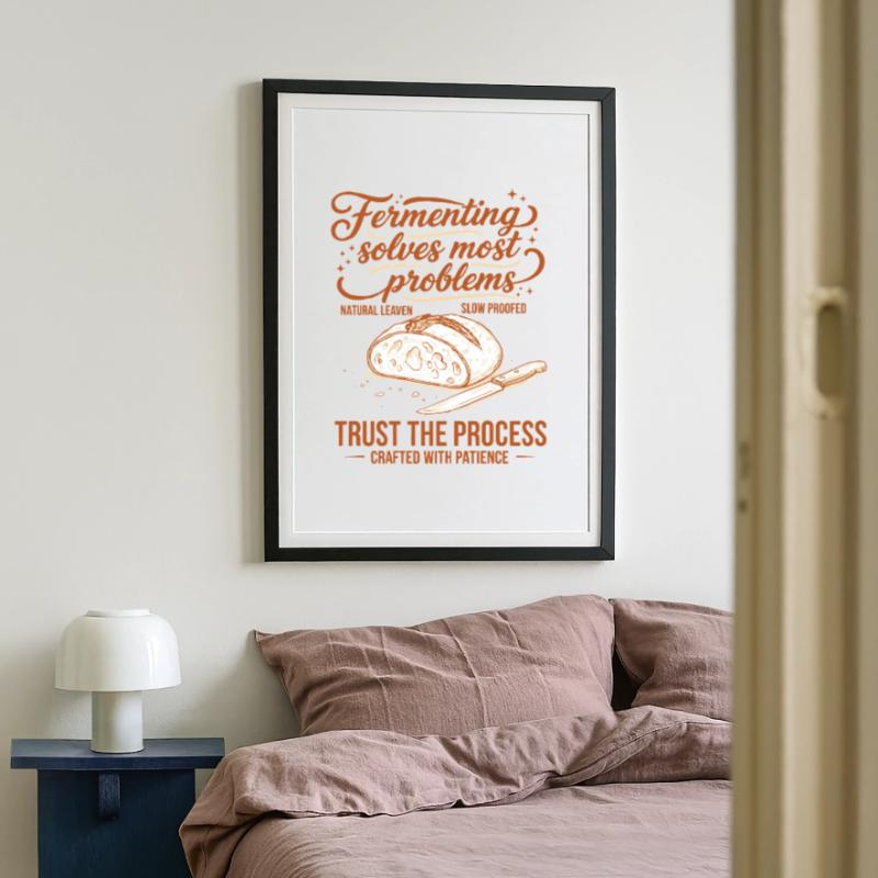 sourdough Fermenting Solves Problems Framed poster (49 × 69 cm)