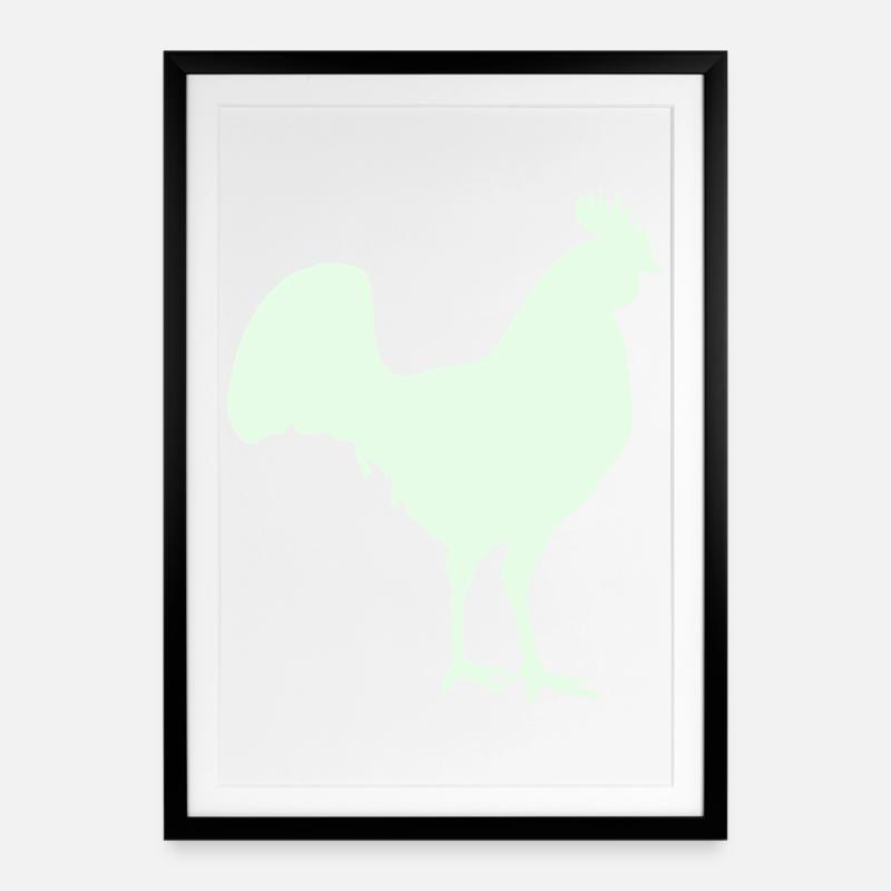 Silhouette du coq - Affiche encadrée (49 × 69 cm) - noir