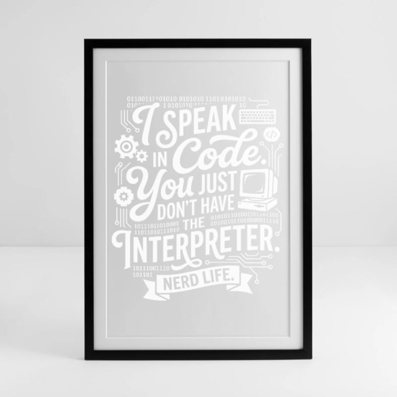 Codeflüstern Nerdleben Gerahmtes Poster (49 × 69 cm)