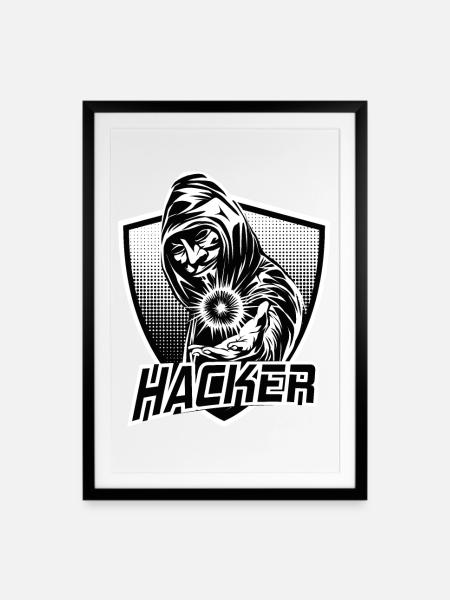 HACKER - Gerahmtes Poster (49 × 69 cm) - Schwarz