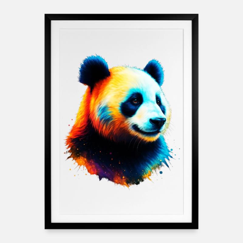 Panda - Framed poster (49 × 69 cm) - black