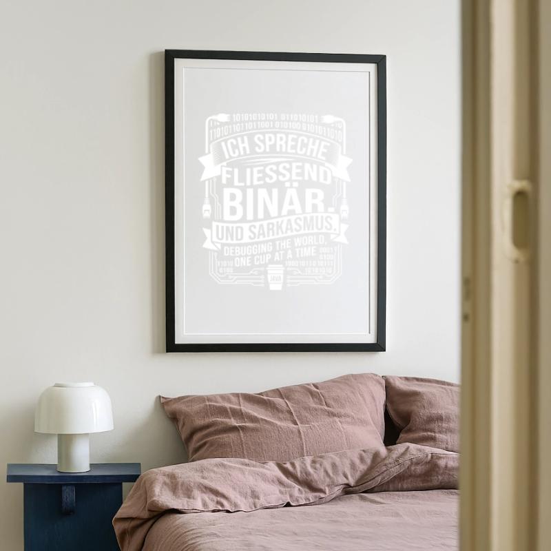 Coding Binärer Kaffee Sarkasmus Gerahmtes Poster (49 × 69 cm)