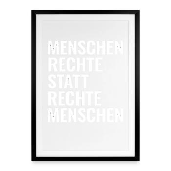 Human rights instead of right-wing people Anti-right - Framed poster (49 × 69 cm) - black - Front
