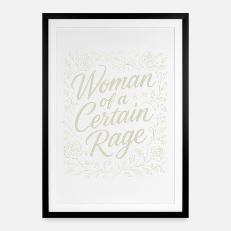 Femme d’une certaine rage Motif de Roses Florales - Affiche encadrée (49 × 69 cm) - noir