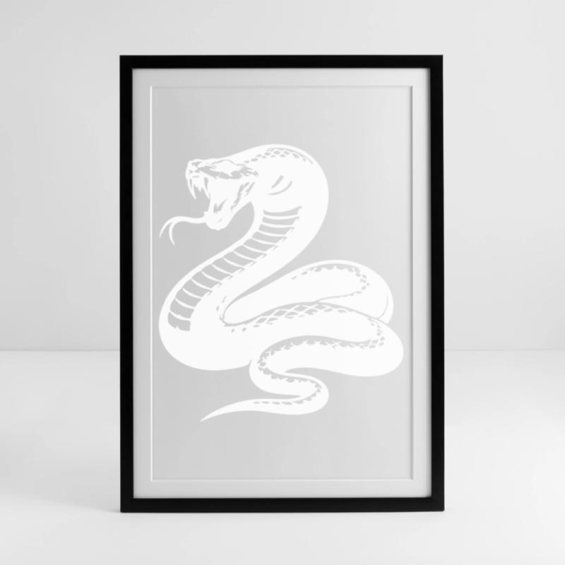 Silhouette du python serpent Affiche encadrée (49 × 69 cm)