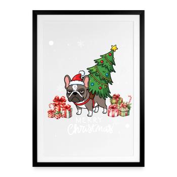 Hunde-Weihnachten - Gerahmtes Poster (49 × 69 cm) - Schwarz - Vorne