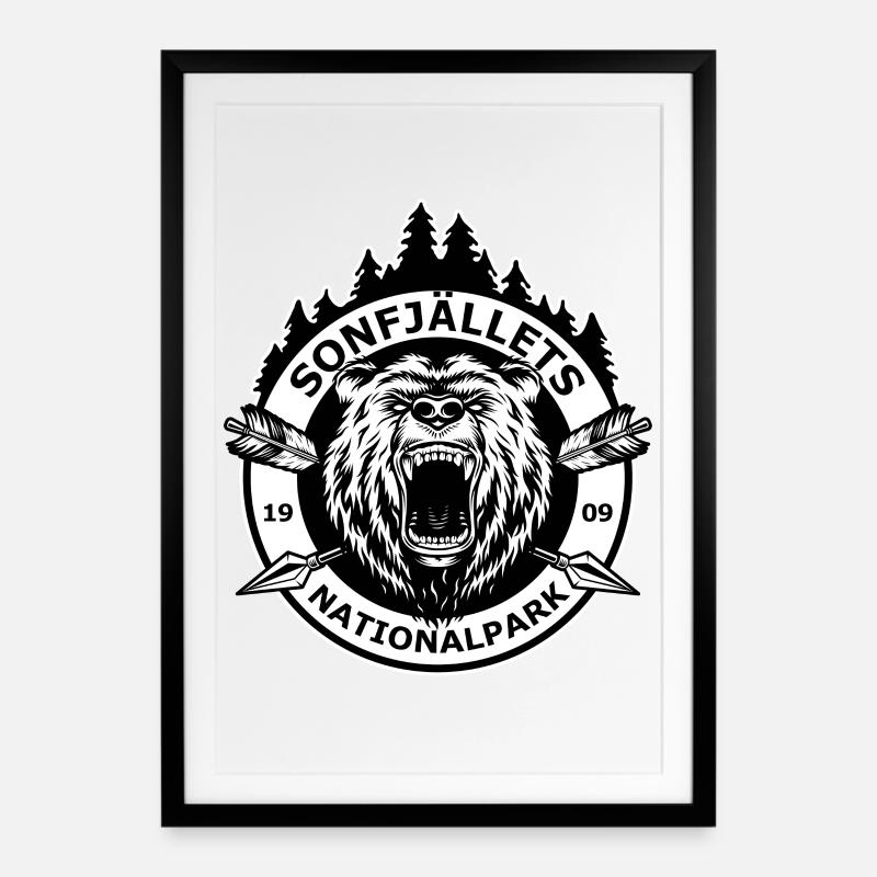 Sonfjällets nationalpark - Gerahmtes Poster (49 × 69 cm) - Schwarz