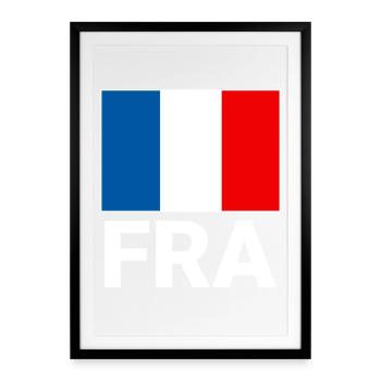 Drapeau français sportif avec abréviation FRA - Affiche encadrée (49 × 69 cm) - noir - Devant